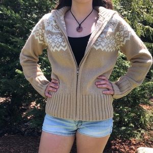 Tan Fair Isle zip up Cardigan